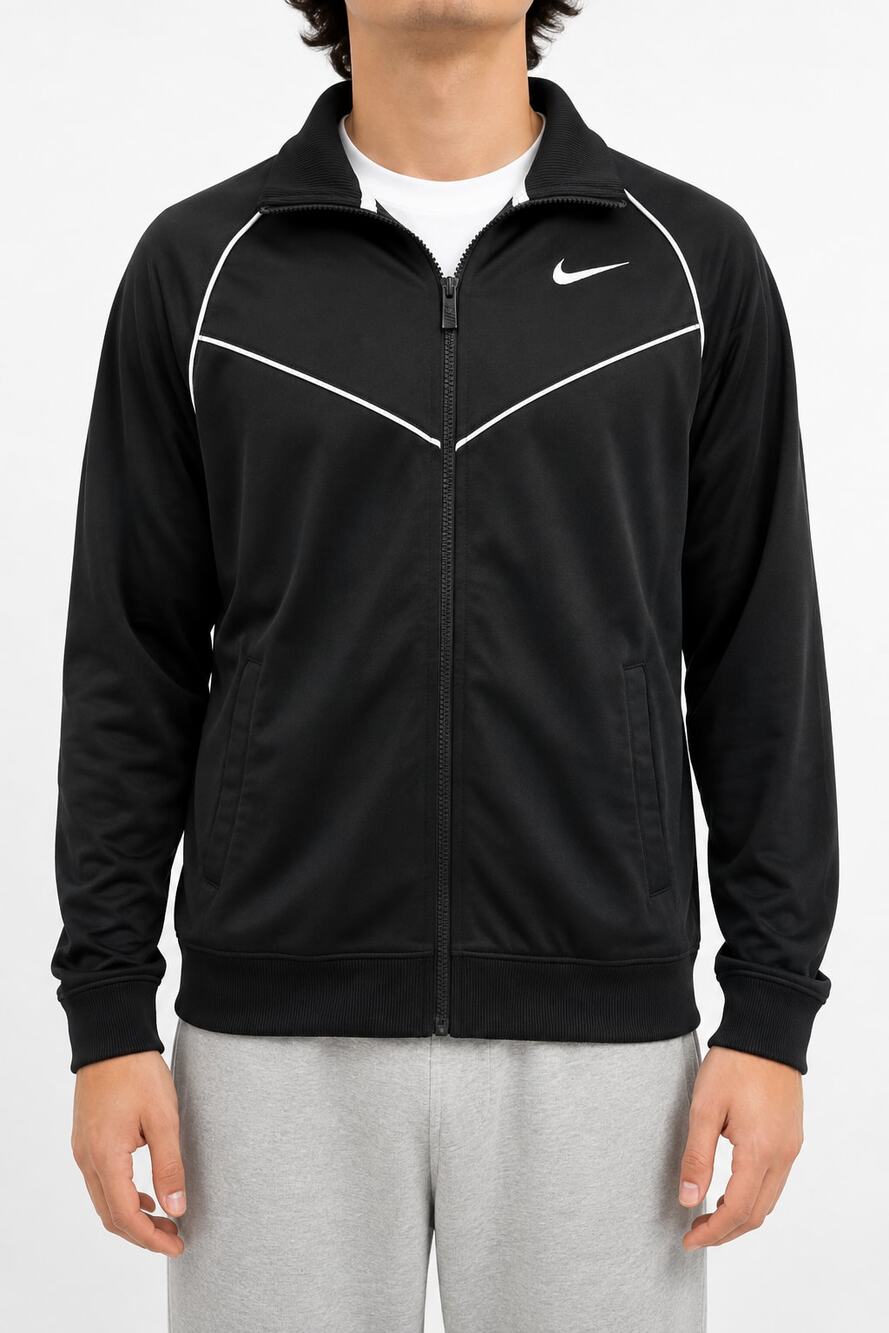 Nike Unisex Black White Piping Full-Zip Track Jacket Size Medium Athleisure
